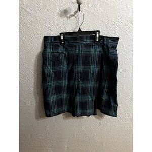 Talbots Womans Size 12 Green Plaid Short Straight Skirt Pockets